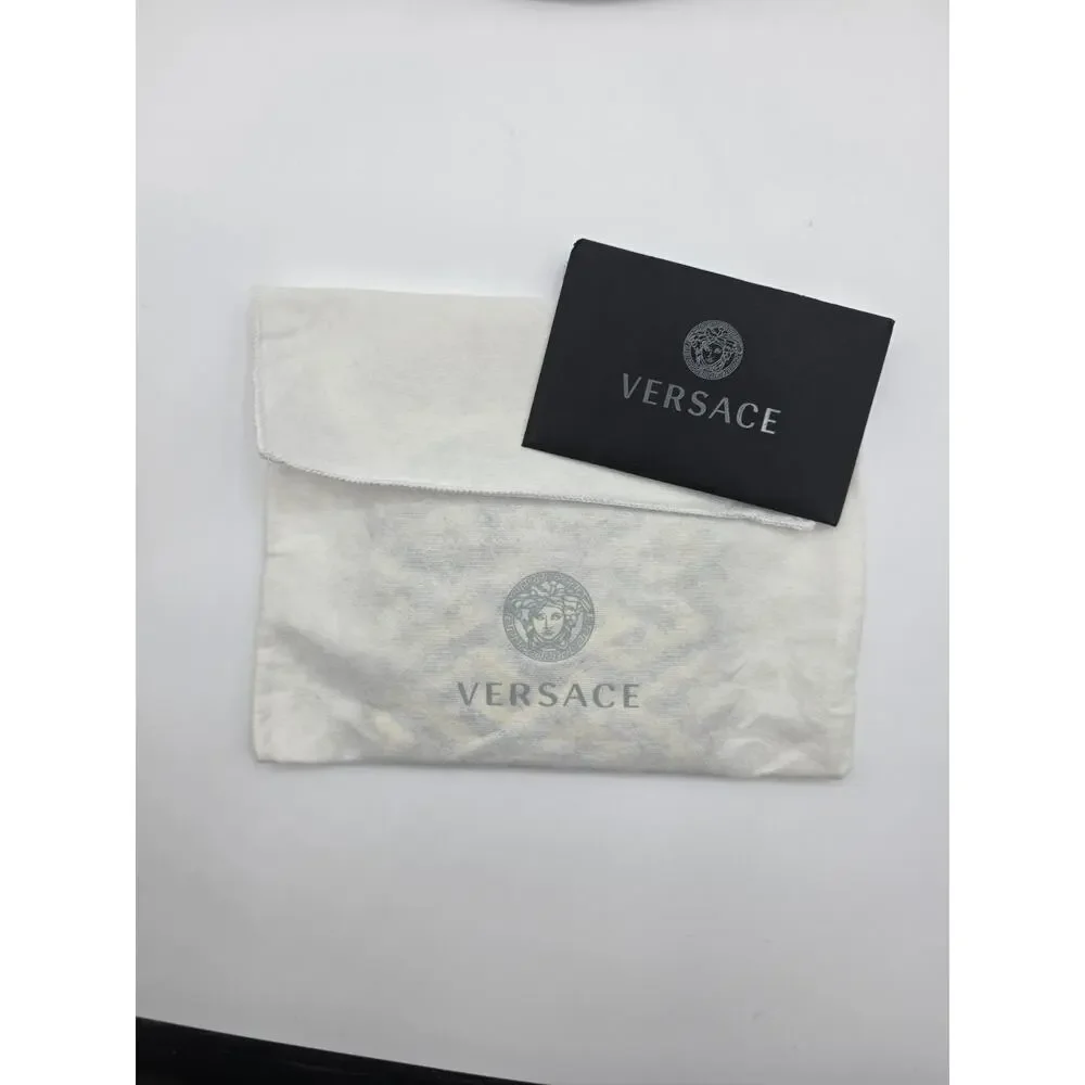 Versace La Greca Card Holder Yellow Black Leather Card Case w Box Dust Bag